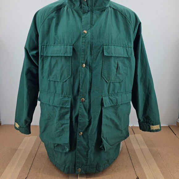Vintage Woolrich Jacket Mens Green Parka Rain Coat Chore Hooded Large - Picture 12 of 13